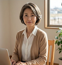 AIを活用するシニア女性